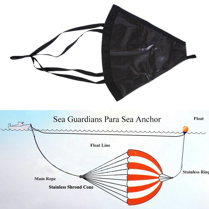 MOOCY 32-Inch Drift Sock Sea Anchor Drogue with 30ft Kayak Tow Rope Line Buoy Ball Float Leash Sea Brake System for Marine Boat/Yacht/Jet Ski/Inflatable/Power Boat/Sail Boat - Image 3
